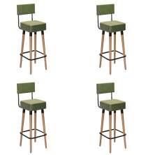 Kit 04 Banquetas Alta Barcelona Corano Verde Pés Palito - D'Rossi