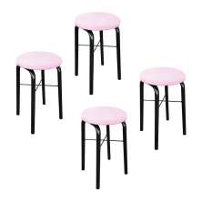 Kit 04 Banquetas Baixa Manu Suede Rosa Bebê D'Rossi