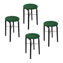 Kit 04 Banquetas Baixa Manu Suede Verde D'Rossi