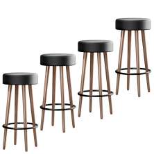 Kit 04 Banquetas Redondas Industrial Líbia Corano Preto - D'Rossi