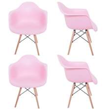 Kit 04 Cadeiras Melbourne Eiffel Charles Eames Base Madeira - Rosa - D'Rossi
