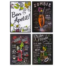 Kit 04 Placas de MDF Decorativas Bebidas 19,5x29,5 - D'Rossi
