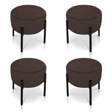 Kit 04 Puffs Iron Suede Marrom Base Preto Palito D'Rossi