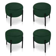 Kit 04 Puffs Iron Suede Verde Base Preto Palito D'Rossi