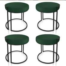 Kit 04 Puffs Love Suede Verde Base Industrial Preto - D'Rossi