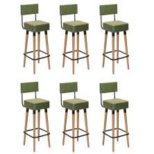 Kit 06 Banquetas Alta Barcelona Corano Verde Pés Palito - D'Rossi