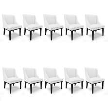 Kit 10 Cadeiras de Jantar Liz Corino Branco Base Fixa Madeira Preto - D'Rossi