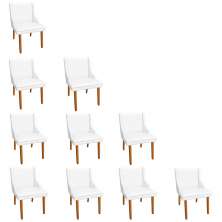 Kit 10 Cadeiras de Jantar Liz Corino Branco Pés Palito Castanho - D'Rossi