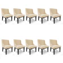 Kit 10 Cadeiras de Jantar Liz Suede Base Fixa Madeira Preto - D'Rossi