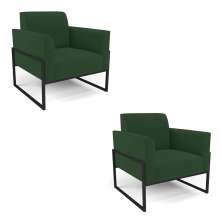 Kit 2 Poltronas Base Industrial Alta Preto Marisa Veludo Verde D03 - D'Rossi