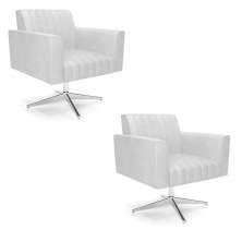 Kit 2 Poltronas Giratória Viena Gomada Corano Branco Base Cromada - D'Rossi