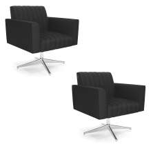 Kit 2 Poltronas Giratória Viena Gomada Corino Preto Base Cromada - D'Rossi