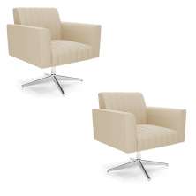 Kit 2 Poltronas Giratória Viena Gomada Suede Base Cromada - D'Rossi