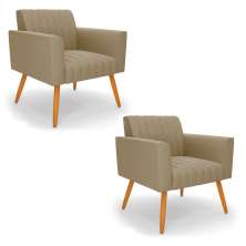 Kit 2 Poltronas Viena Gomada Suede Marrom Rato Pés Palito Castanho - D'Rossi
