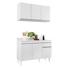 Kit Armário Aéreo e Balcão de Cozinha Lavanderia Lucy com Tampo 120 cm - D'Rossi