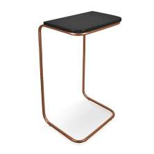 Mesa Lateral Tampo Preto Multiuso para Sofá Base Bronze D'Rossi