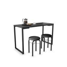 Mesa de Cozinha Industrial Porto Preto 120 cm com 02 Banquetas Manu Corino Preto - D'Rossi