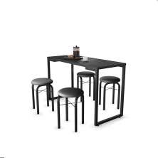 Mesa de Cozinha Industrial Porto Preto 120 cm com 04 Banquetas Manu Corino Preto - D'Rossi