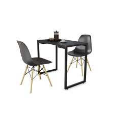 Mesa de Cozinha Industrial Porto Preto 90 cm com 02 Cadeiras Eiffel Preto - D'Rossi