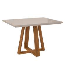 Mesa de Jantar Brenda 120x90 cm Off White com Base de Madeira Mel - D'Rossi