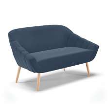 Namoradeira 02 Lugares Giovana Suede Azul Marinho Pés Palito Natural - D'Rossi