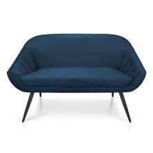 Namoradeira 02 Lugares Giovana Suede Azul Marinho Pés Palito de Ferro - D'Rossi
