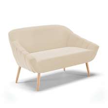 Namoradeira 02 Lugares Giovana Suede Bege Pés Palito Natural - D'Rossi