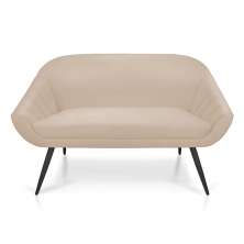 Namoradeira 02 Lugares Giovana Suede Bege Pés Palito de Ferro - D'Rossi
