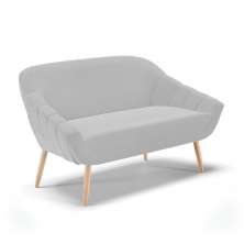 Namoradeira 02 Lugares Giovana Suede Cinza Pés Palito Natural - D'Rossi