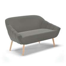 Namoradeira 02 Lugares Giovana Suede Grafite Pés Palito Natural - D'Rossi
