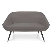 Namoradeira 02 Lugares Giovana Suede Grafite Pés Palito de Ferro - D'Rossi