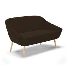 Namoradeira 02 Lugares Giovana Suede Marrom Pés Palito Natural - D'Rossi
