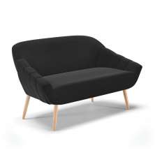 Namoradeira 02 Lugares Giovana Suede Preto Pés Palito Natural - D'Rossi