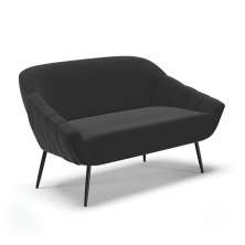 Namoradeira 02 Lugares Giovana Suede Preto Pés Palito de Ferro - D'Rossi
