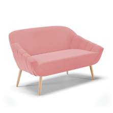 Namoradeira 02 Lugares Giovana Suede Rosê Pés Palito Natural - D'Rossi