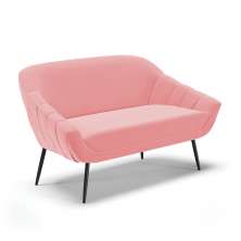 Namoradeira 02 Lugares Giovana Suede Rosê Pés Palito de Ferro - D'Rossi
