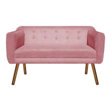 Namoradeira 02 Lugares Julia Suede Rose 140 cm Pés Palito Castanho - D'Rossi