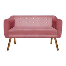 Namoradeira 02 Lugares Julia Suede Rose com Strass 140 cm Pés Palito Castanho - D'Rossi