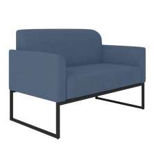 Namoradeira 02 Lugares Marisa Suede Azul Marinho Base Industrial Metálica Preto - D'Rossi