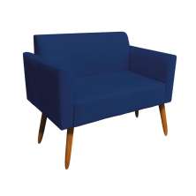 Namoradeira 02 Lugares Marisa Suede Azul Marinho Pés Palito Castanho D'Rossi