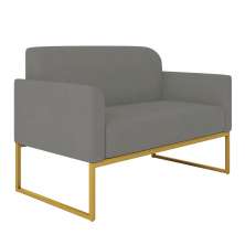 Namoradeira 02 Lugares Marisa Suede Grafite Base Industrial Metálica Dourado D'Rossi