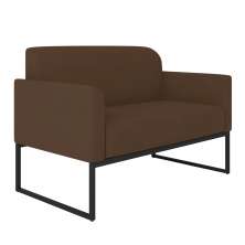 Namoradeira 02 Lugares Marisa Suede Marrom Base Industrial Metálica Preto - D'Rossi