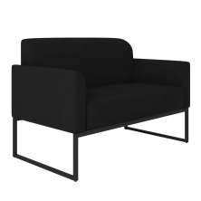 Namoradeira 02 Lugares Marisa Suede Preto Base Industrial Metálica Preto - D'Rossi