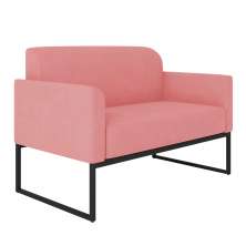 Namoradeira 02 Lugares Marisa Suede Rose Base Industrial Metálica Preto - D'Rossi