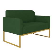 Namoradeira 02 Lugares Marisa Suede Verde Base Industrial Metálica Dourado D'Rossi
