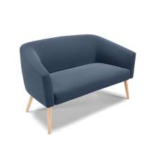 Namoradeira 02 Lugares Stella Suede Azul Marinho Pés Palito Natural - D'Rossi