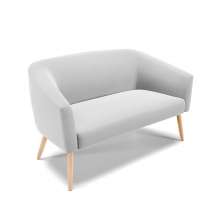 Namoradeira 02 Lugares Stella Suede Cinza Pés Palito Natural - D'Rossi