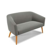 Namoradeira 02 Lugares Stella Suede Grafite Pés Palito Castanho D'Rossi