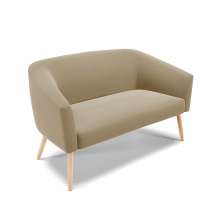 Namoradeira 02 Lugares Stella Suede Marrom Rato Pés Palito Natural - D'Rossi