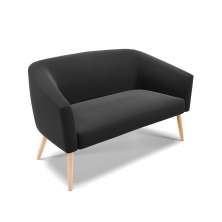 Namoradeira 02 Lugares Stella Suede Preto Pés Palito Natural - D'Rossi